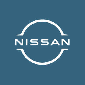 Carte plastique logo Nissan bleu sur fond credit plastique
